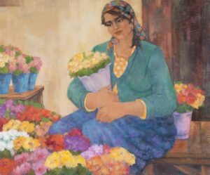 Çiçekçi Güzeli -II 50x60 Cm.Tuv.Üz.Y.Boya