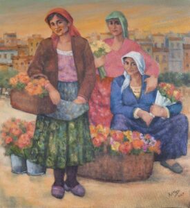 Çiçekçi Kadınlar 55x60 Cm.Tuv.Üz.Y.Boya