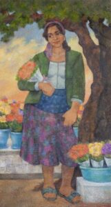 Çiçekçi Güzeli I 70x38 Cm.Tuv.Uz.Y.Boya