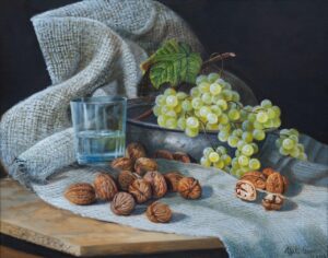 40X50 -Ahşap Üz.Y.Boya, Cevizli Üzümlü Natürmort